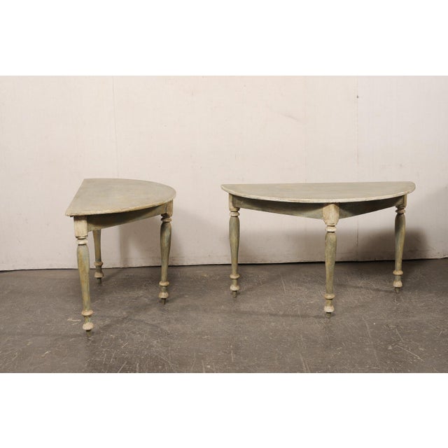 Swedish Antique Painted Demi-Lune Tables - A Pair For Sale - Image 11 of 13