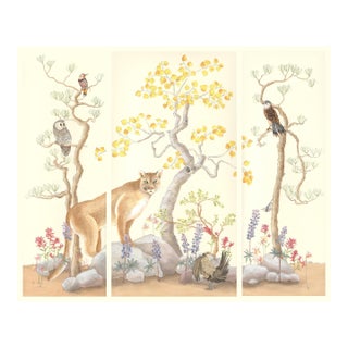 “Mountain Time” Chinoiserie Scenic Mountain Landscape Painting by Allison Cosmos - Set of 3 For Sale