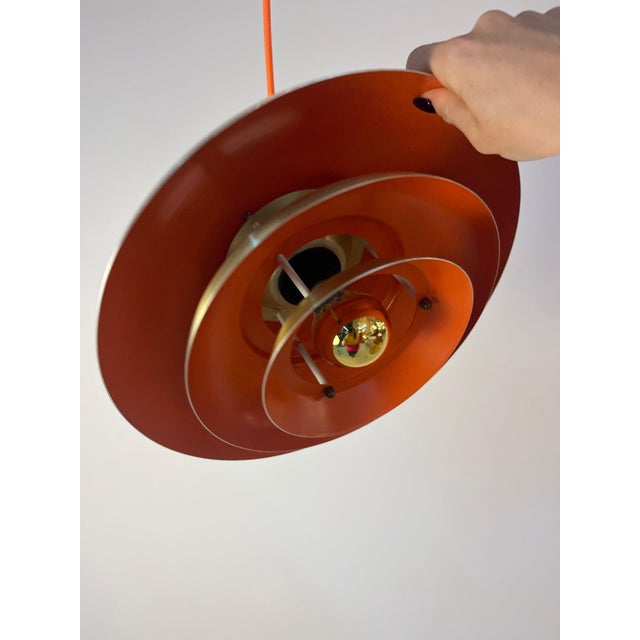 Danish Gold Orange Slatted Lamp For Sale - Image 10 of 11