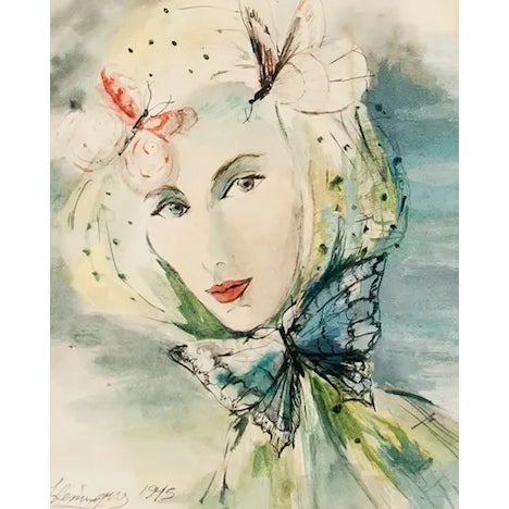 Fabulous original artwork by Judy Fleminger, wife of master jeweler, Irving Gold (1914-2007) who created works for (over...