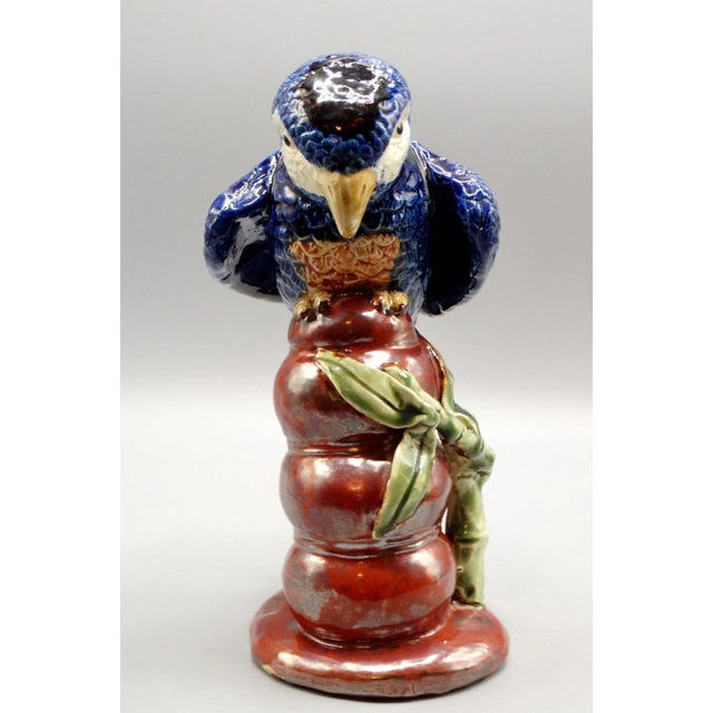 Large Italian Majolica Parrot Figurine 10.5" Height For Sale - Image 4 of 9