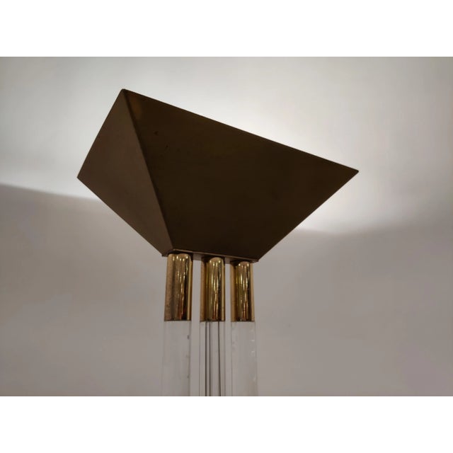 Mid-Century Modern Vintage Brass and Acrylic Glass Floor Lamp from Belgo Chrom, 1970s For Sale - Image 3 of 11