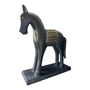 Vintage Carved Wood and Metal Equine Figure