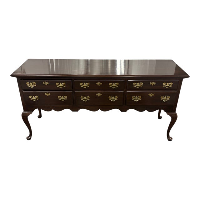 Late 20th Century Harden Queen Anne Style Solid Cherry Sofa Sideboard Console Table For Sale