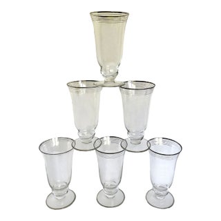 Vintage Art Deco Silver Rim Ice Tea Glasses - Set of 6 For Sale