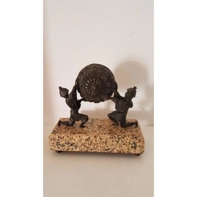 Antique Art Nouveau Numeral German Mantle Clock. This is a Unique and Rare Treasure. This Clock sets Upon a Marble Four...