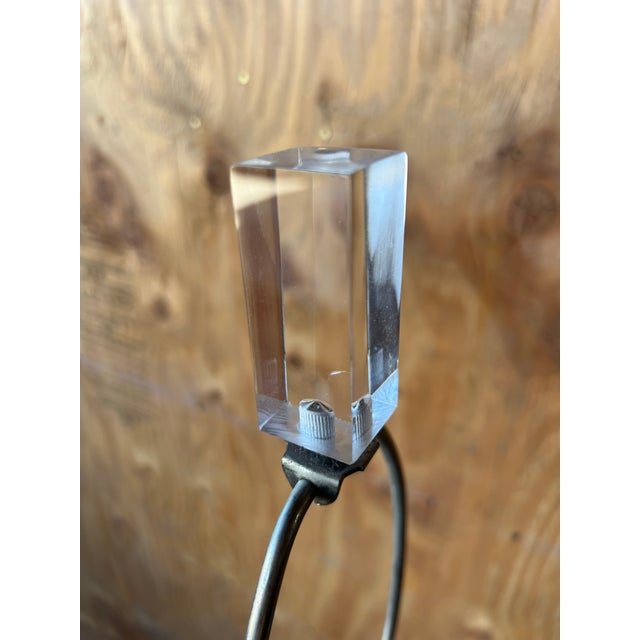 Transparent Vintage 1991 Bauer Lamp Co. Lucite & Frosted Acrylic Table Lamps – Pair | Art Deco Revival For Sale - Image 8 of 13