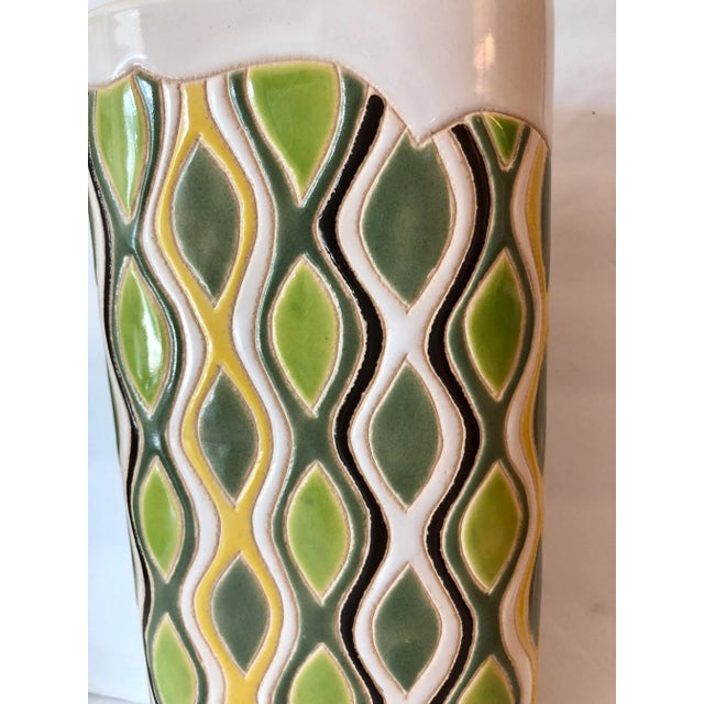 Ceramic Retro Ceramic Vase With Geometric Pattern, 1960s For Sale - Image 7 of 10