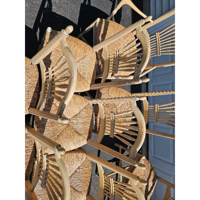 Vintage French Wheat-Sheaf Dining Chairs With Rush Seats - Set of 10 For Sale - Image 16 of 18