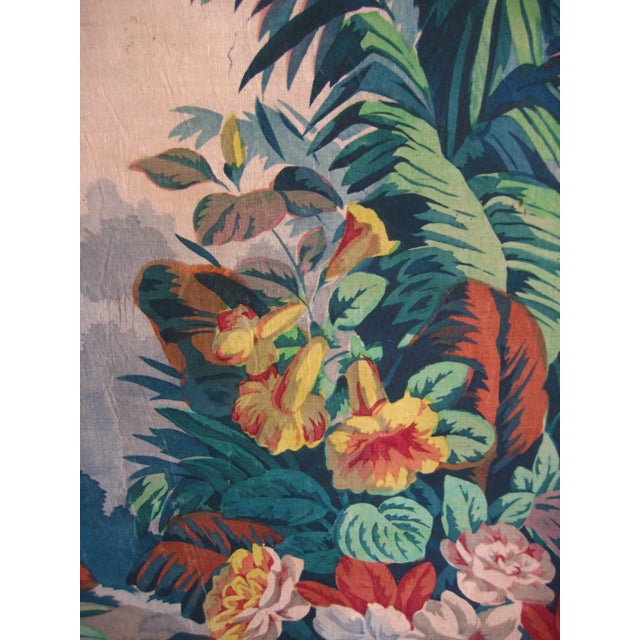19th Century 19th Century French Napoleon III Painted Tropical Scene Curtain Sheer For Sale - Image 5 of 8