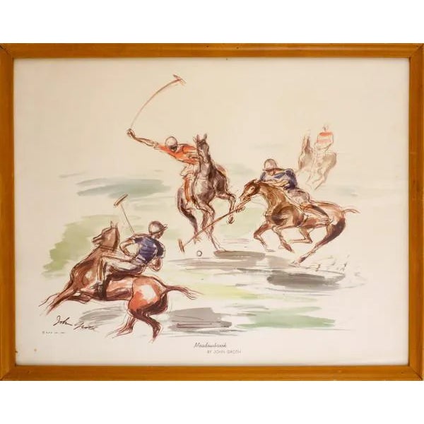 Meadow Brook Polo Match 1953 Print by John Groth For Sale