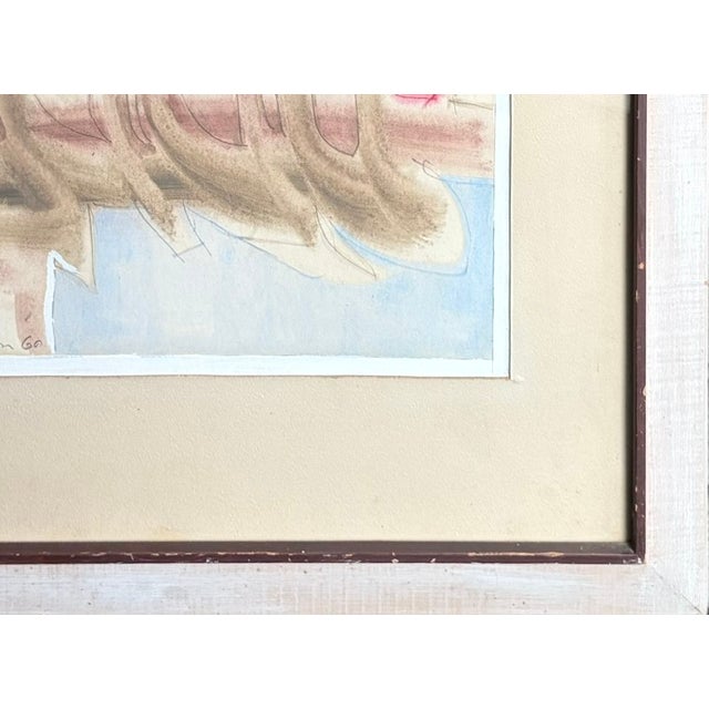 Mid Century Abstract Watercolor Painting - A Kitchen Scene - Signed For Sale - Image 9 of 10