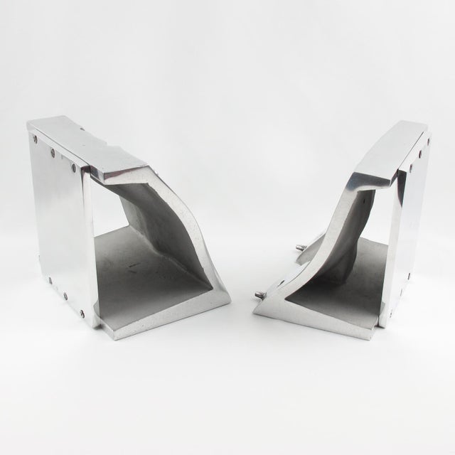 Chrome Important Industrial Metal Mold Sculpture Bookends, a pair For Sale - Image 8 of 9