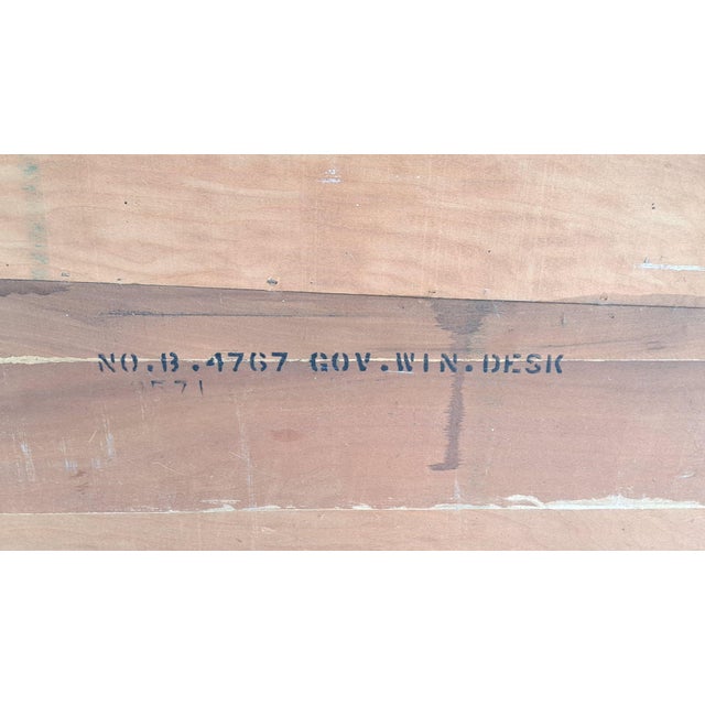 Brown Antique Gov Winthrop Drop Front Secretary Desk Maple 4 Drawer Slant Front Chippendale Style For Sale - Image 8 of 13