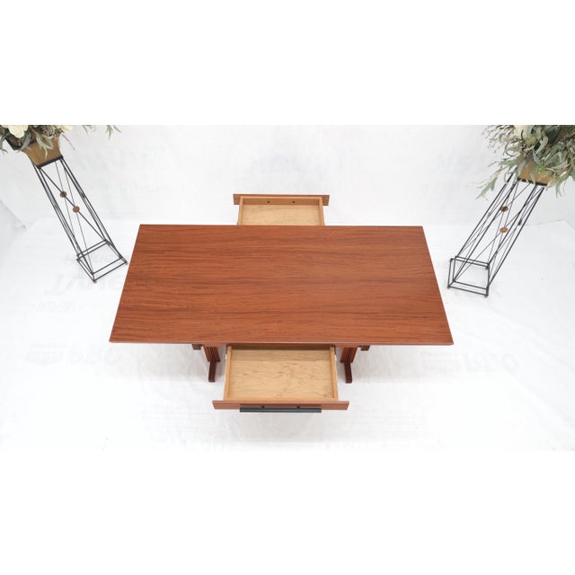 Arts and Crafts Style Solid Teak Partner's Desk, Architectural Studio Made For Sale - Image 4 of 18