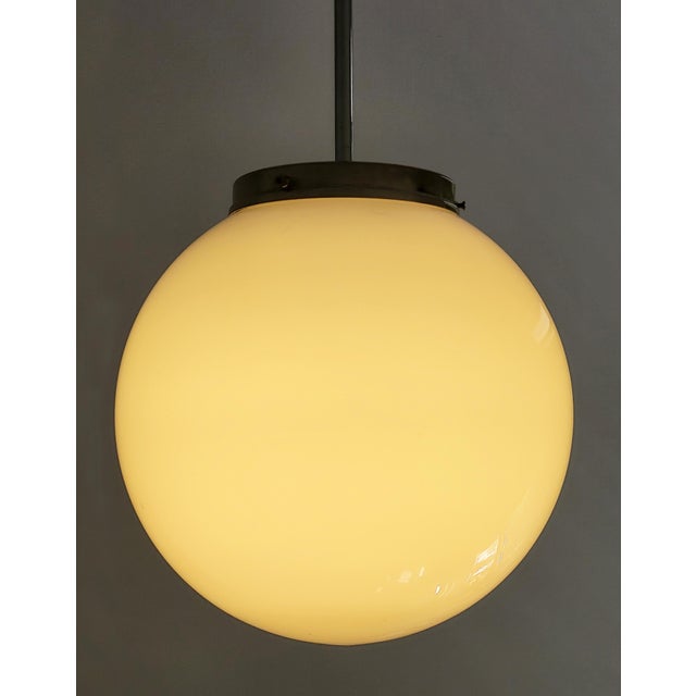 Art Deco Globe Pendant Light in Glass and Chrome, 1930s For Sale - Image 10 of 11