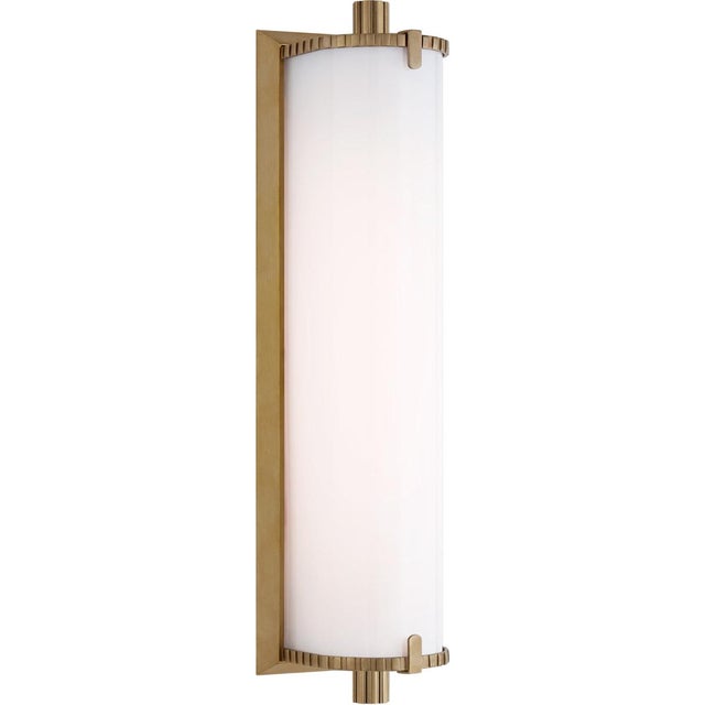 Modern Thomas O'Brien for Visual Comfort Signature Calliope Medium Bath Light in Hand-Rubbed Antique Brass with White Glass For Sale - Image 3 of 4