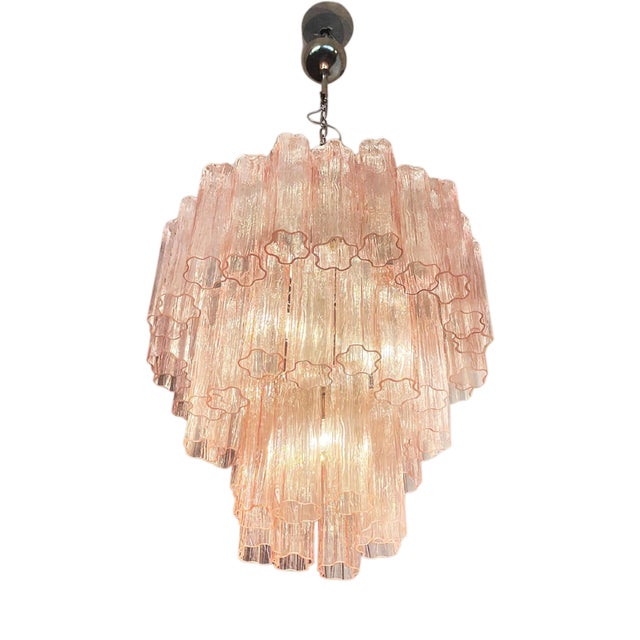 Italian Chandelier in Murano Glass and Nickel-Plated Metal, 1980s For Sale