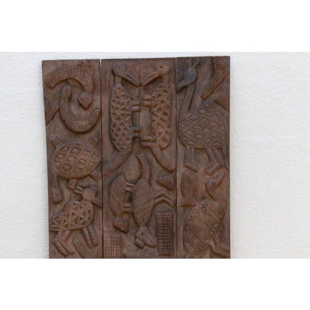 Mid 20th Century Animal Motif Carved Vintage Nupe Panel For Sale - Image 5 of 8