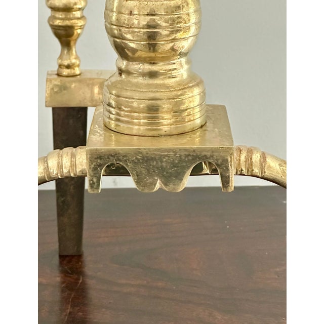 Mid 20th Century Harvin Company Federal Style Brass Andirons With Claw Feet For Sale In Savannah - Image 6 of 8