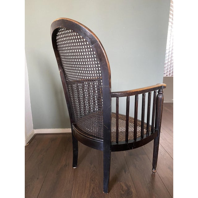 Wood Vintage Art Deco Wood and Rattan Easy Chair, 1920s For Sale - Image 7 of 15