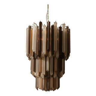 Huge Murano Glass Chandelier | 184 Brown Shades. Quadriedri Prism, Monumental Italian Lighting For Sale
