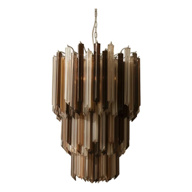 Huge Quadriedri Murano Glass Chandelier | 184 Natural Shades. Quadriedri Prism, Monumental Italian Lighting For Sale