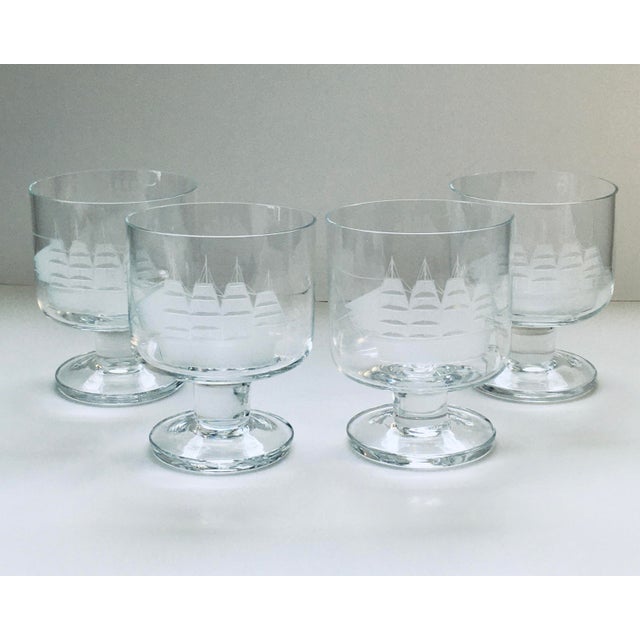 Mid 20th Century Mid 20th Century Etched Ship Glasses - Set of Four For Sale - Image 5 of 7