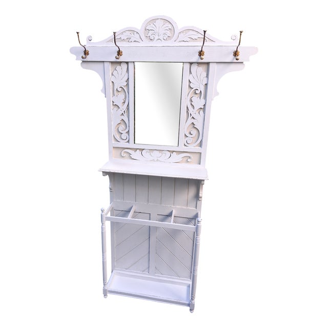 Antique Art Nouveau Hallway Wardrobe in Oak, 1890s For Sale