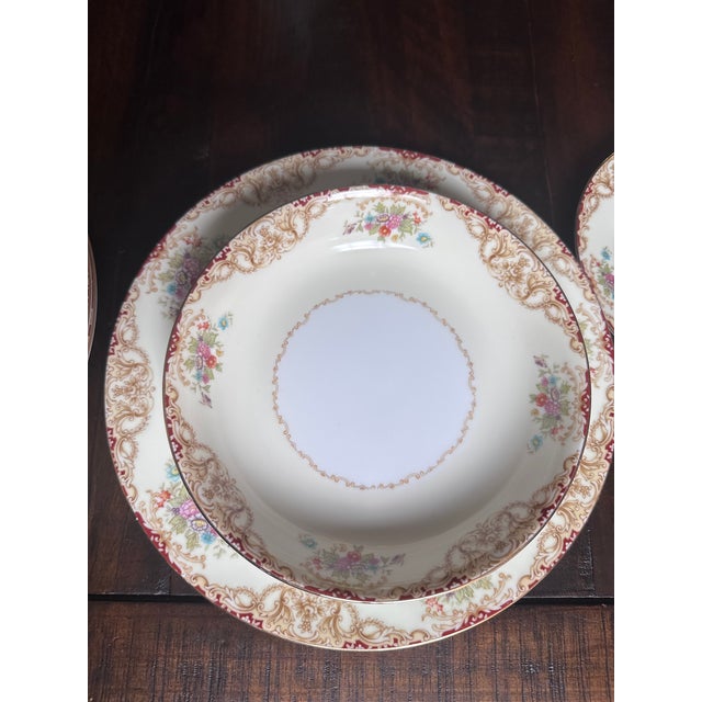 Vintage Noritake “M Japan” Floral Fine China Set – 8 Dinner Plates, 8 Bowls, 3 Bread Plates - 19 pcs For Sale In Boston - Image 6 of 9