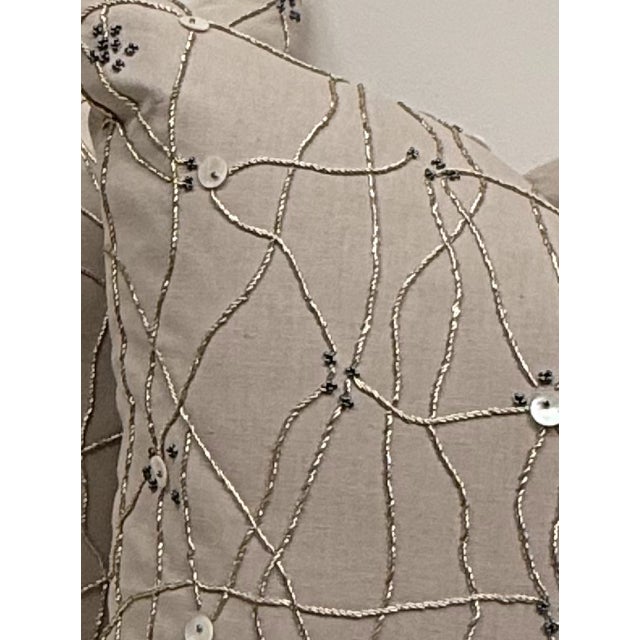 Pair of Decorative Pillows With Button and Cord Detail For Sale - Image 14 of 14