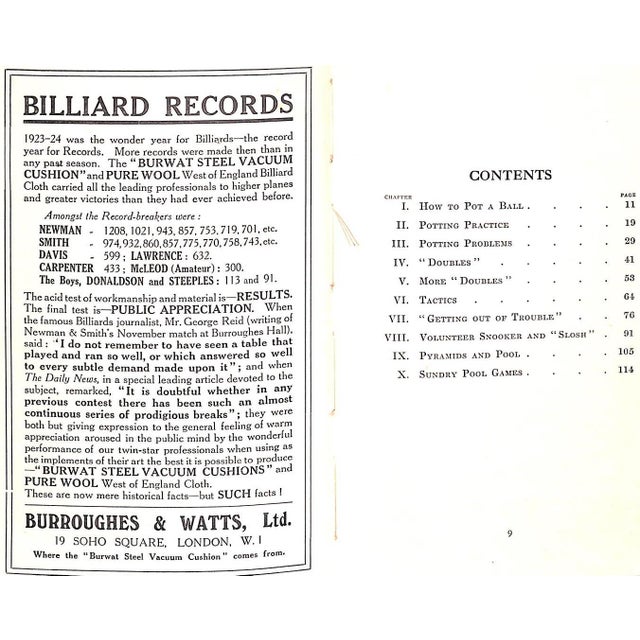 "How to Play Snooker and Other Pool Games" 1924 Smith, Willie (Billiard Champion 1921, 1923) For Sale - Image 12 of 12