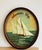 American Antique Sailing American Cup Oval Marine BasRelief Painting For Sale - Image 3 of 6
