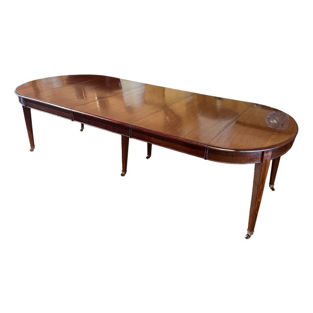 Louis XVI Style Extendable Mahogany Dining Table with Frieze, 19th Century For Sale