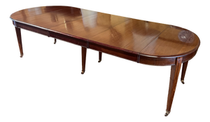 Louis XVI Style Extendable Mahogany Dining Table with Frieze, 19th Century
