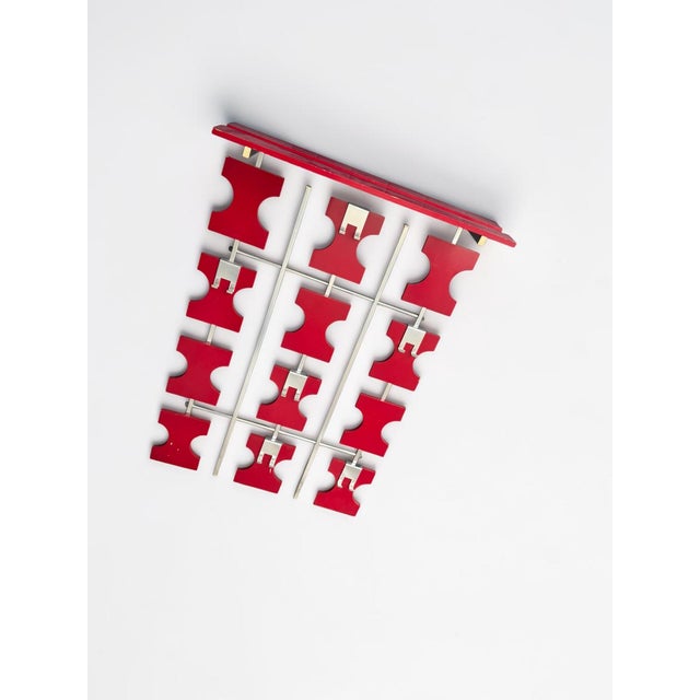 Vintage Space Age Wall Coat Rack in Red with Hat Shelf, 1960s For Sale - Image 15 of 18