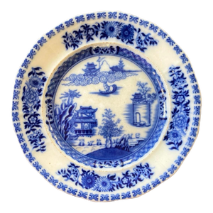 Antique Canton Export Blue and White Chinese Plate
