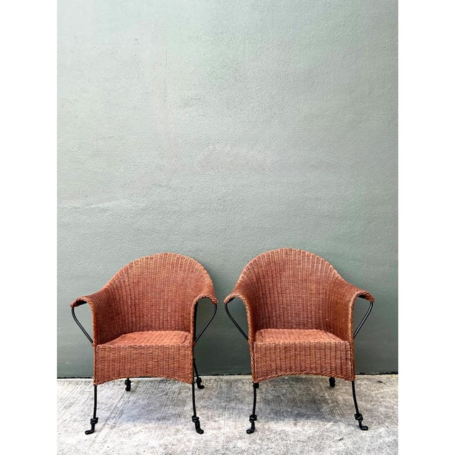 Auburn Palecek Vintage Rattan and Metal Chairs - Set of Two For Sale - Image 8 of 12