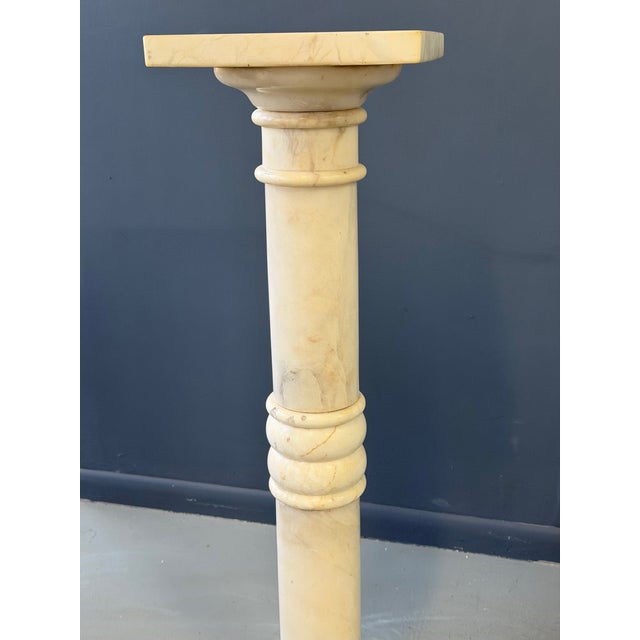 Antique Italian White 7 Piece Carved Alabaster Pedestal Column For Sale - Image 4 of 13