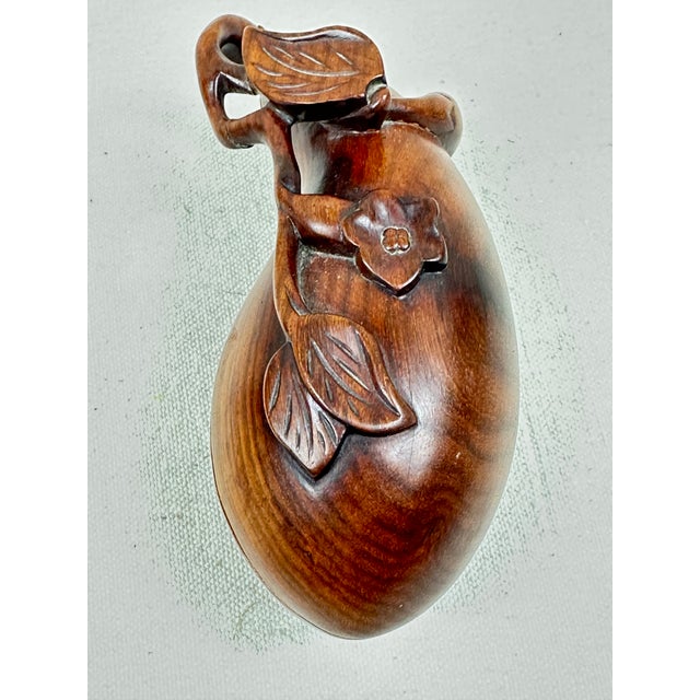 Antique Japanese Hand Carved Antique Japanese Wooden Lidded Box Shaped Like an Eggplant. For Sale - Image 4 of 10