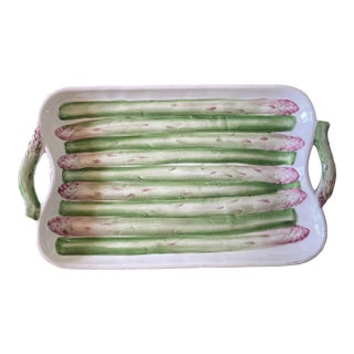 Elegant Vintage Italian Ceramic Asparagus Platter For Sale