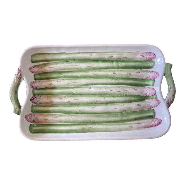 Elegant Vintage Italian Ceramic Asparagus Platter For Sale
