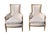Pair Mid Century 1950s Arm Chairs White Moire Fabric For Sale - Image 11 of 11