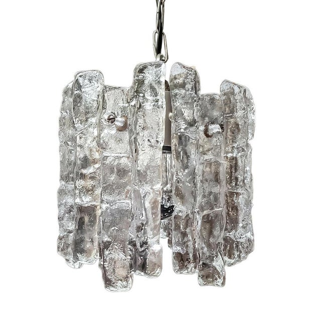 Vintage Ice Glass Pendant Lamp by Kalmar for J.T. Kalmar, Austria, 1960s For Sale - Image 9 of 9