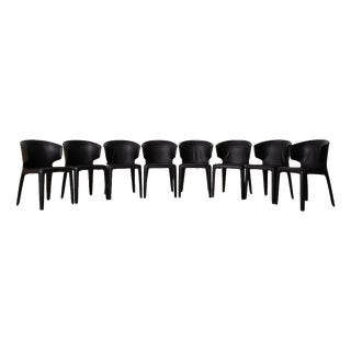 Hola Leather Chairs in Black from Cassina, Set of 8 For Sale
