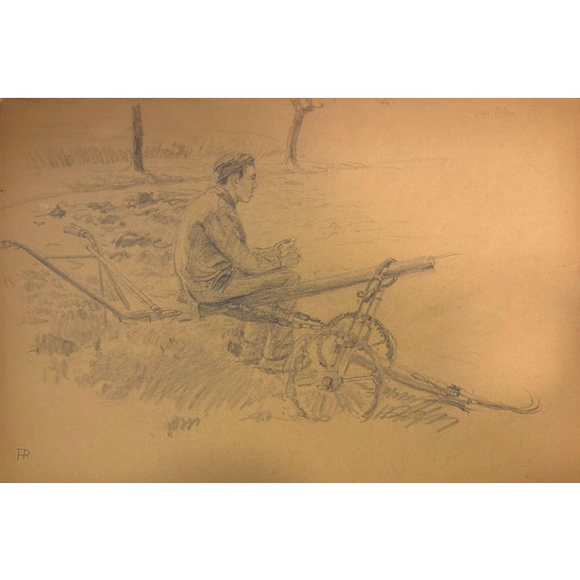 Heinrich Pforr (1880-1970), Farmer at the Plough, undated, lead/paperback, approx. 31×46 cm. Heinrich Pforr is considered...