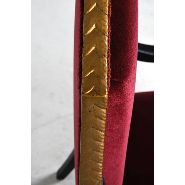 Burgundy 1940s Pair French Empire Revival Armchairs For Sale - Image 8 of 9