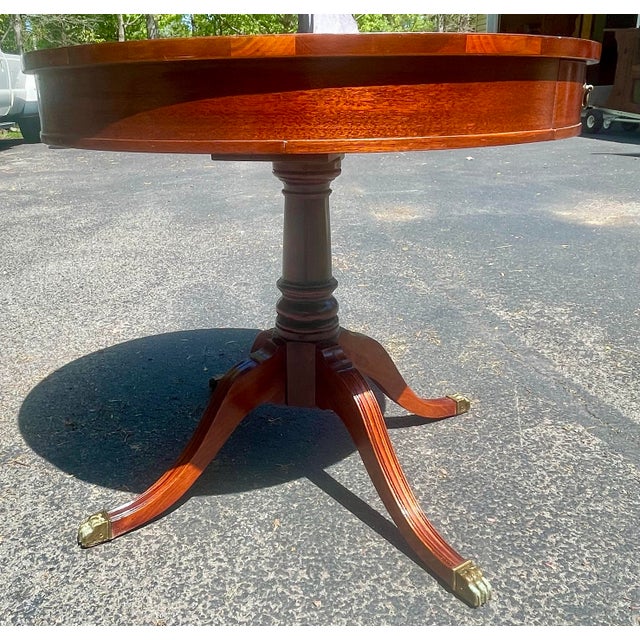 Wood 1950s Mersman 7494 Vintage Drum Pedestal Table For Sale - Image 7 of 16