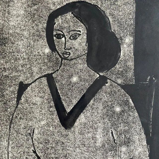 Dutch Artist, Portrait, Woodblock Print, 1963, Framed For Sale - Image 4 of 9