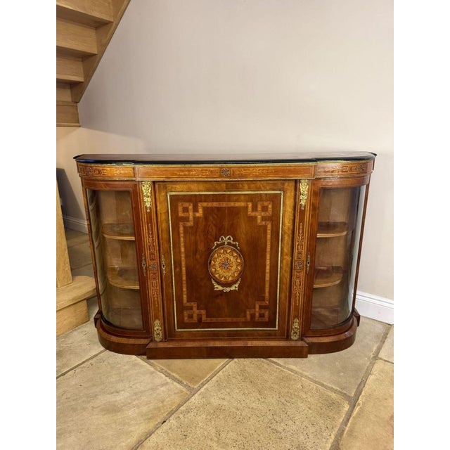 Wood Antique Victorian Walnut Inlaid Credenza, 1860 For Sale - Image 7 of 7